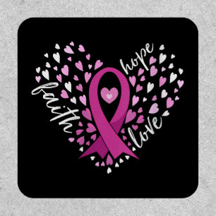 Womens Faith Hope Love Breast Cancer Awareness Pin Patch