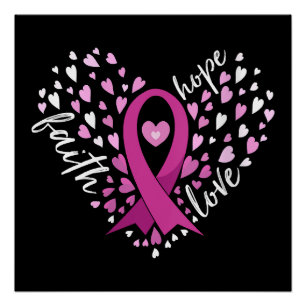 Womens Faith Hope Love Breast Cancer Awareness Pin Poster