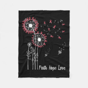 Womens Faith Hope Love Breast Cancer Dandelion Flo Fleece Blanket