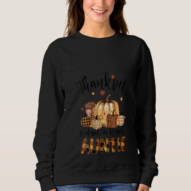 Womens Fall Autumn Thankful Auntie Pumpkin Thanksg Sweatshirt (Front)