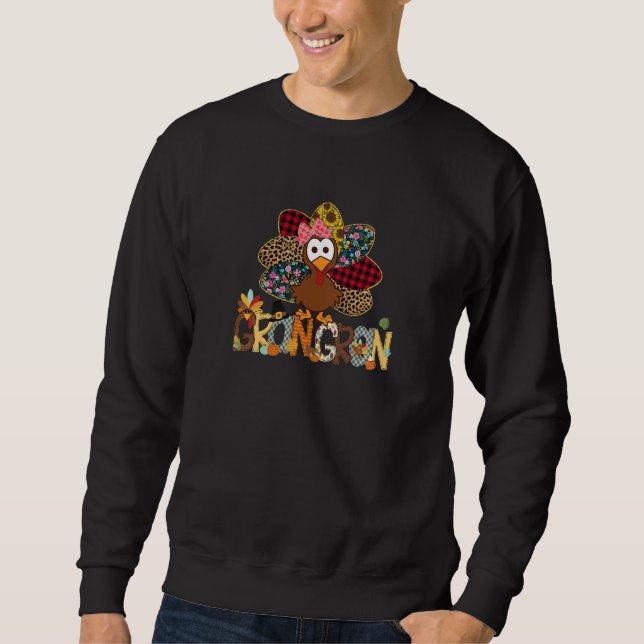 Womens Fall Turkey Grangran  Thanksgiving Doodle G Sweatshirt (Front)