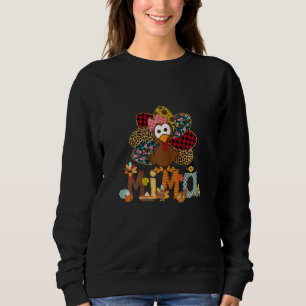 Womens Fall Turkey Mima Thanksgiving Doodle Gra Sweatshirt