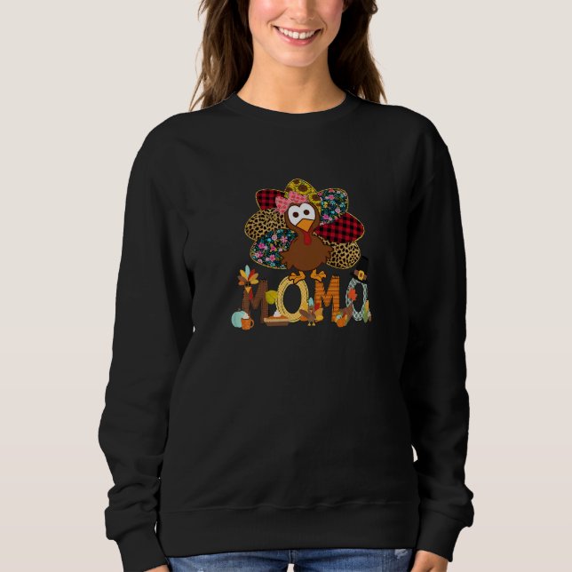 Womens Fall Turkey Momo  Thanksgiving Doodle Grand Sweatshirt (Front)