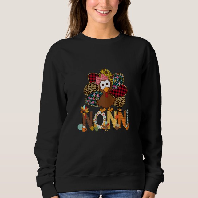 Womens Fall Turkey Nonni    Thanksgiving Doodle Gr Sweatshirt (Front)