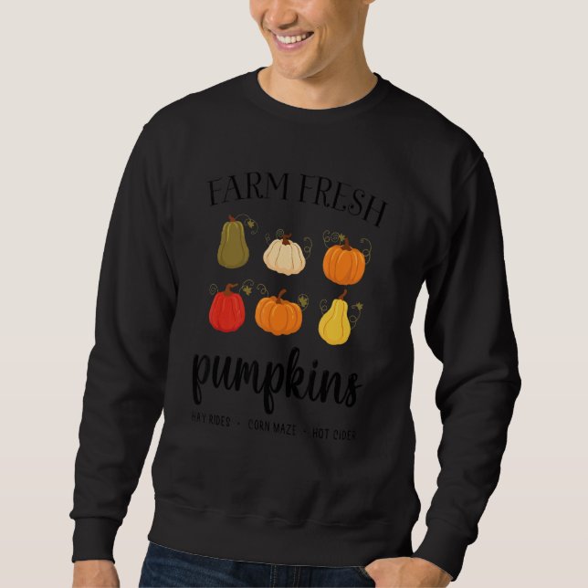Womens Farm Fresh Pumpkins Autumn Fall Thanksgivin Sweatshirt (Front)