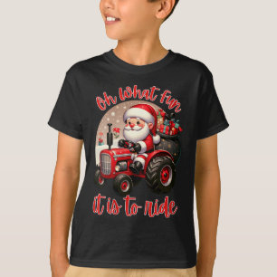 Womens Farm Truck Oh What Fun It Is To Ride Santa T-Shirt