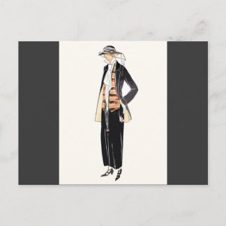 Women's Fashion 1920s Deco Pochoir Postcard