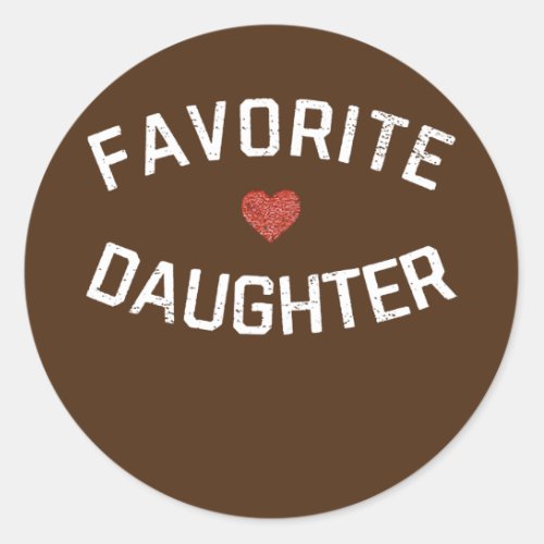 Womens Favorite Daughter Heart Distressed Vintage Classic Round Sticker
