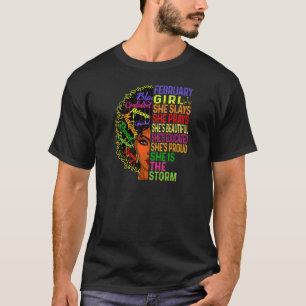 Womens February Birthday Girls February Girl She T-Shirt