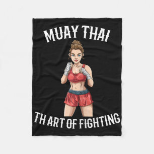 Womens Female Muay Thai Fighter - Thai Boxing Mma Fleece Blanket