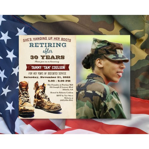 Womens Female Retirement Military Construction  Invitation