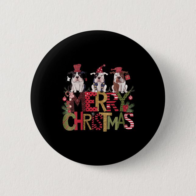 Womens Festive merry Christmas' Bulldogs  Button (Front)