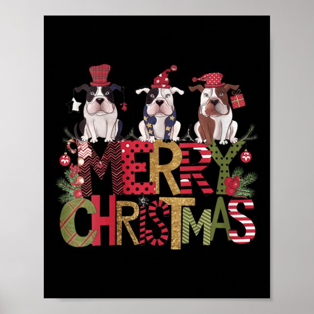 Womens Festive merry Christmas' Bulldogs  Poster (Front)