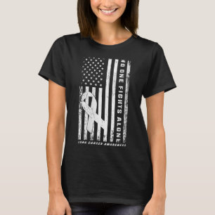 Womens Fights Lung Cancer Alone American Flag Whit T-Shirt