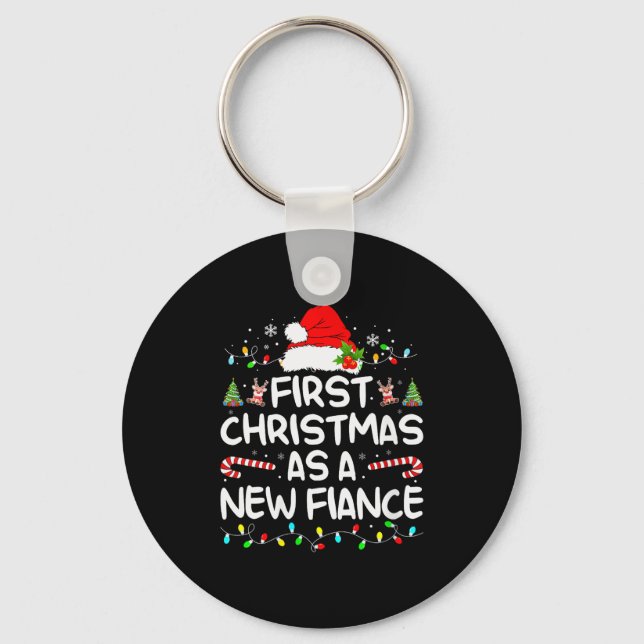 Womens First Christmas With My Hot New Fiance Enga Keychain (Front)