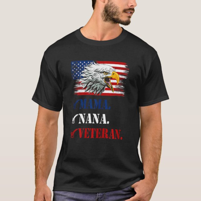 Womens First Mama Now Nana Cute American Eagle Fla T-Shirt (Front)
