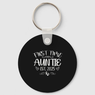 Womens First Time Auntie Est 2025 Soon To Be Mom M Keychain