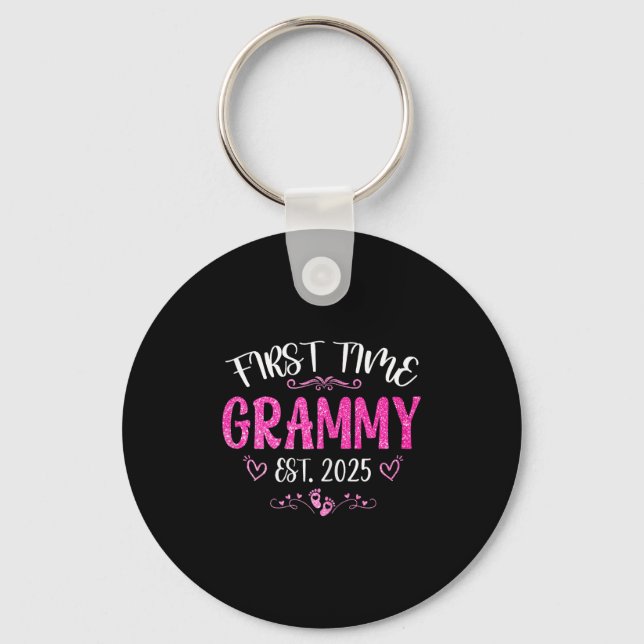 Womens First Time Grammy Est 2025 Soon To Be Mom M Keychain (Front)