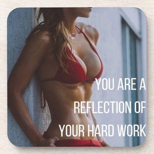 Women's Fitness Inspirational Words - Hard Work Drink Coaster (Front)