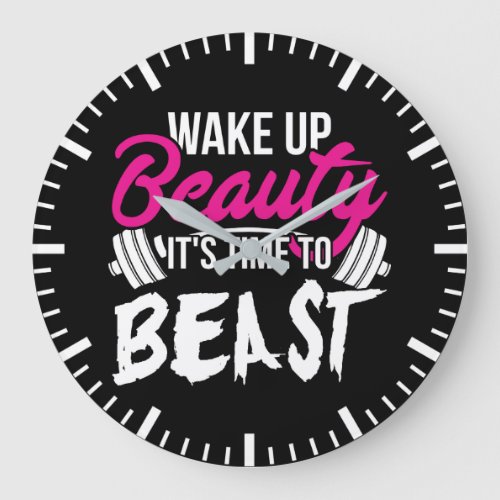Womens Fitness _ Wake Up Beauty Time To Beast Large Clock