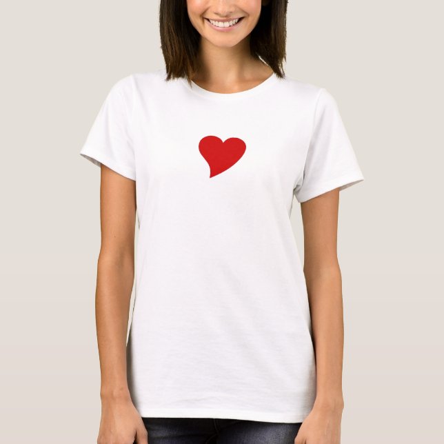 women's fitted tee with red heart (Front)