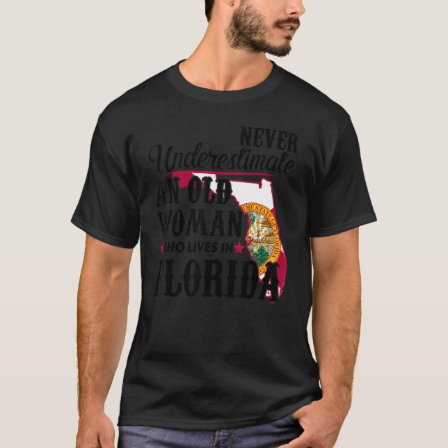 Womens Flag Florida Home Old Woman Flo Grown T-Shirt (Front)