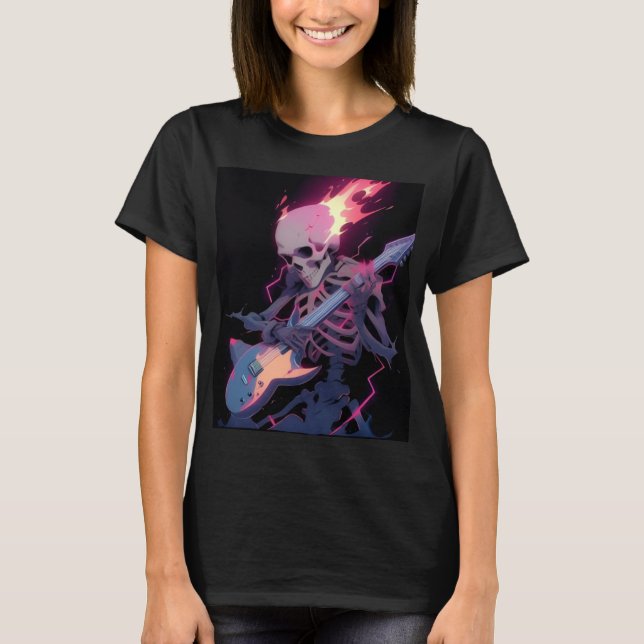 women's flaming rock skeleton t-shirt (Front)
