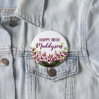 Women's Floral 18th 21st 30th 40th 50th 60th 70th Button