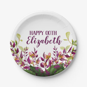Women's Floral 80th 90th 91st 92nd 95th 98th 99th Paper Plates