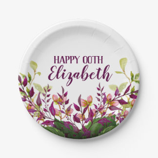 Women's Floral 80th 90th 91st 92nd 95th 98th 99th Paper Plates