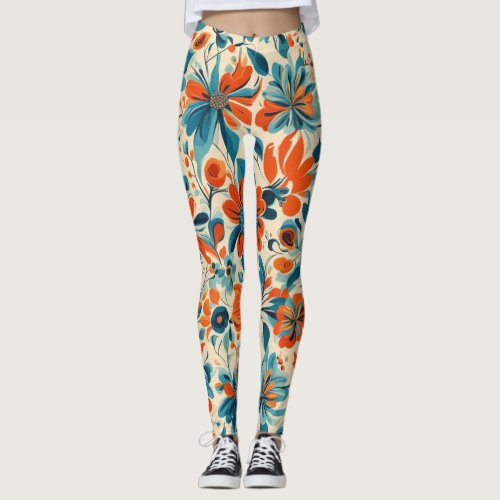 Womens Floral Print Leggings Spring Cute Pants