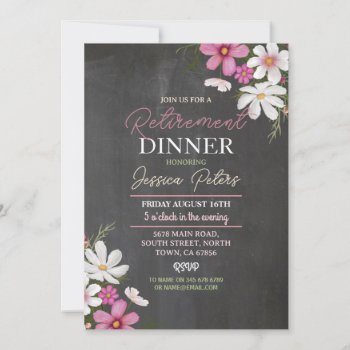 Women's Floral Retirement Dinner Party Pink Invitation by WOWWOWMEOW at Zazzle