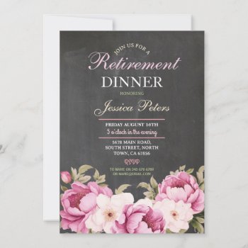 Women's Floral Retirement Dinner Party Pink Invitation by WOWWOWMEOW at Zazzle