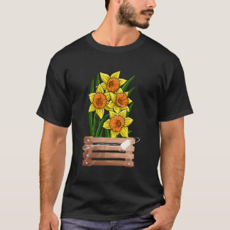 Womens Floral Yellow Daffodil Flowers Graphics T-Shirt