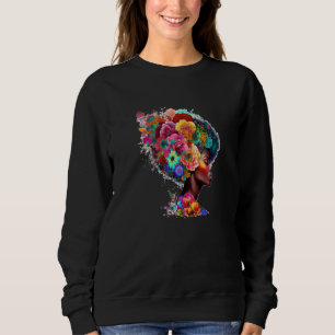 Womens Flower Afro Black Women African American  1 Sweatshirt
