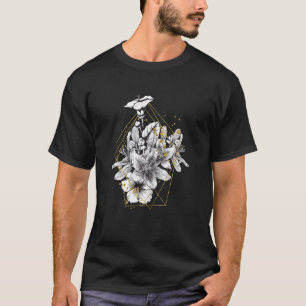 Womens Flower of Life Mandala with Yoga Tattoo Hen T-Shirt