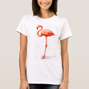 Women's Flowy Off Shoulder Shirt: Pink Flamingo T-Shirt