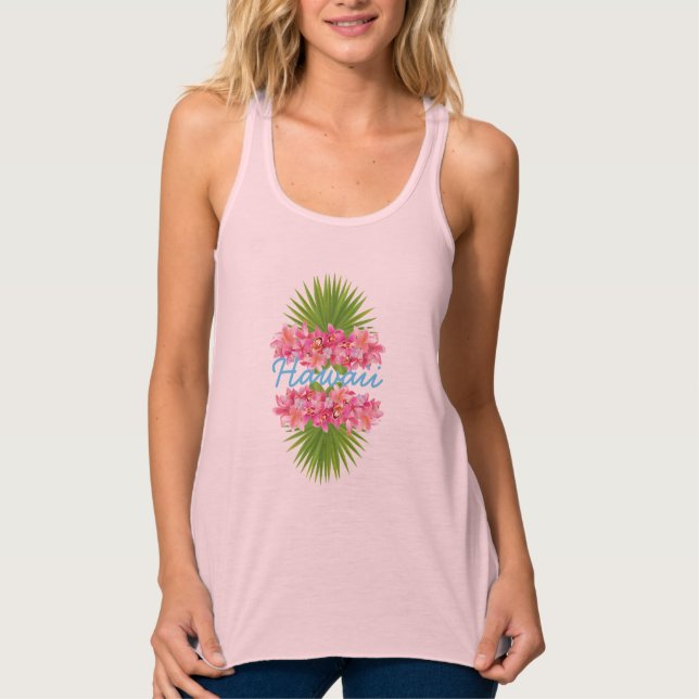 Womens Flowy Tank Top-Hawaii Tropical Flowers Top (Front)