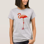 Women's Flowy Top: Pink Flamingo Watercolor T-Shirt<br><div class="desc">Women's Flowy Top: Pink Flamingo Watercolor Painting (heather gray)</div>