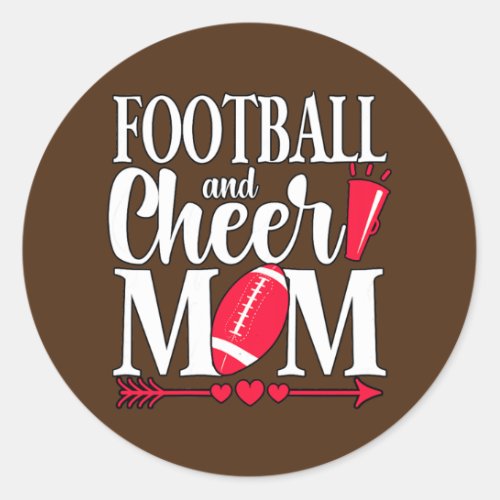 Womens Football And Cheer Mom Team Sports Fans  Classic Round Sticker