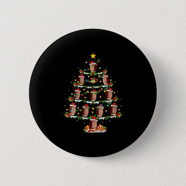 Womens Football Christmas Tree Lights Srts Player  Button (Front)