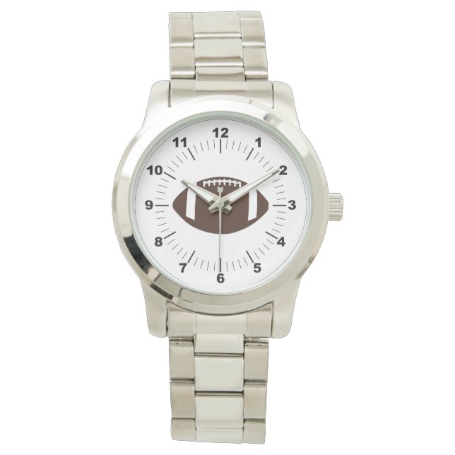 Women's Football Oversized Silver Bracelet Watch (Front)