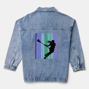 Womens Forever Lacrosse Retro Vintage Distressed D Denim Jacket
