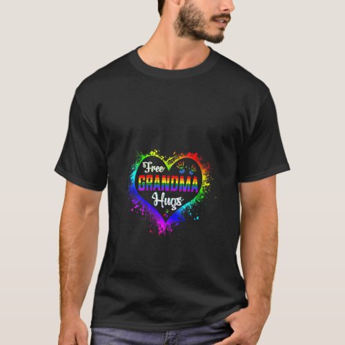 Womens Free Grandma Hugs Lbgt Heart Rainbow Gay Pr T_Shirt