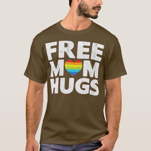 Womens Free Mom Hugs Free Mom Hugs Rainbow Gay Pri T_Shirt