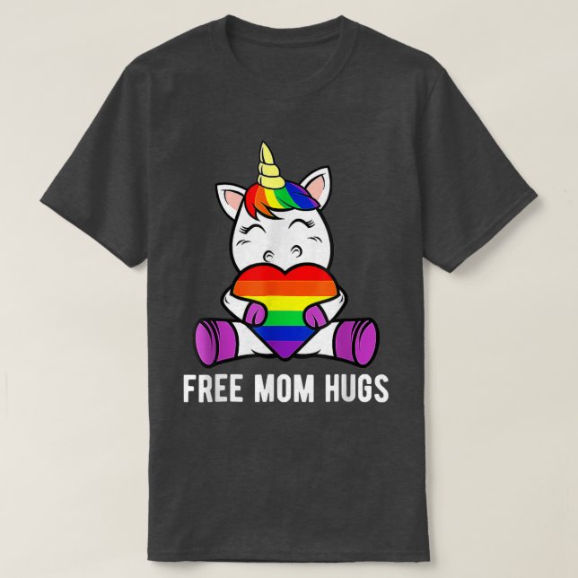 Womens Free Mom Hugs Funny Unicorn Gay LGBT Pride  T-Shirt (Design Front)