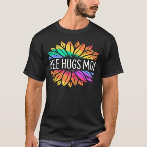Womens Free Mom Hugs LGBT Pride Sunflower Gay Lesb T_Shirt