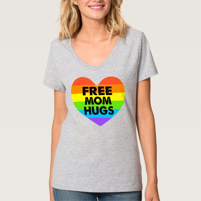 Womens Free Mom Hugs LGBT  T-Shirt (Front)