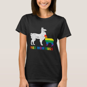 Womens Free Mom Hugs Mama Llama LGBT Gay Pride  Mo T-Shirt