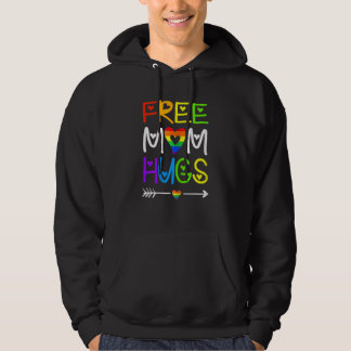 Womens Free Mom Hugs  Rainbow Heart Lgbt Pride Mon Hoodie
